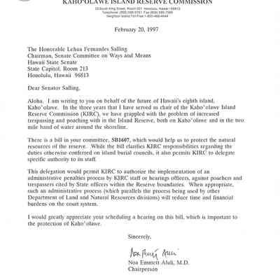 Letter to Senator Fernandes Salling