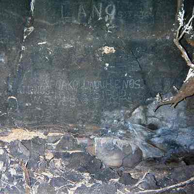 Graffiti on rock wall