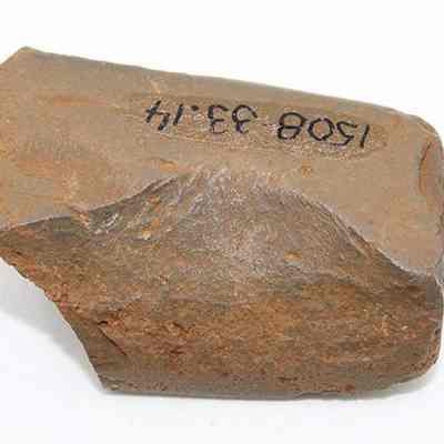 Profile adze fragment with alternate id number visible: Origsize: 3.89 cm (l); Origformat: Artifact; Resolution: 200 dpi
