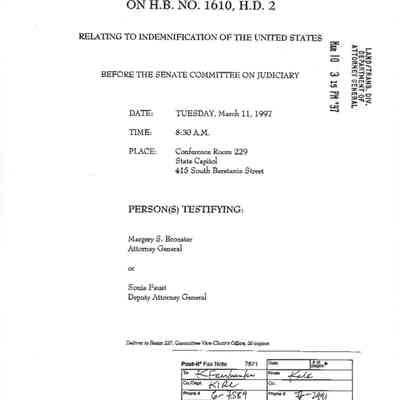 Testimony of the State Attorney General on H.B. 1610, H.D.2