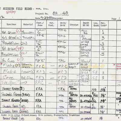Artifact Accession Field Record