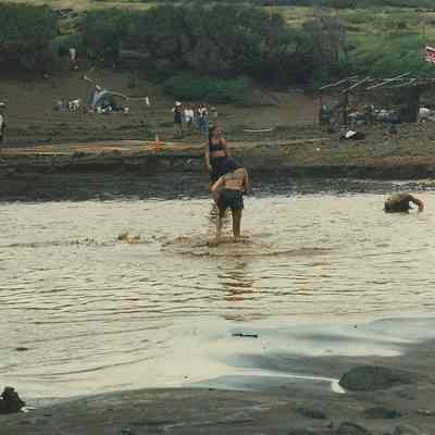Unidentified people playing in water