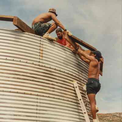 Men working on water catchment