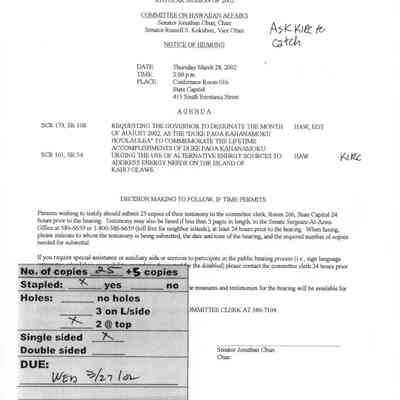 Notice of Hearing