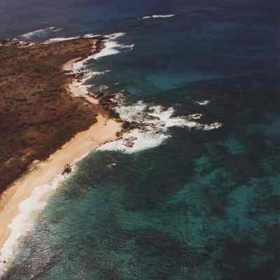 High aerial view of the Kealaikahiki coastline