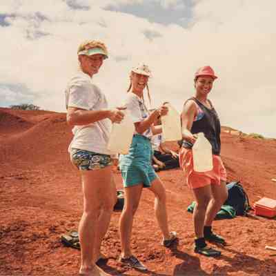 Women smiling on the hardpan