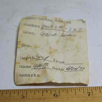 Artifact slip for slightly damaged lure (HMR accession #172A-1.37): Origformat: Other