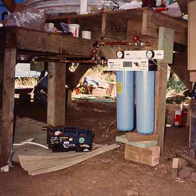 Filter system on wooden structure