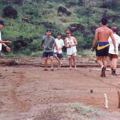 Several men playing ulu maika