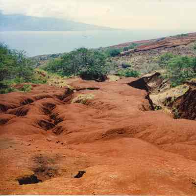 Hardpan terrain with gully