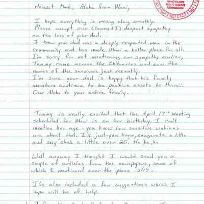 Letter from Isaac Harp to Marc Hodges