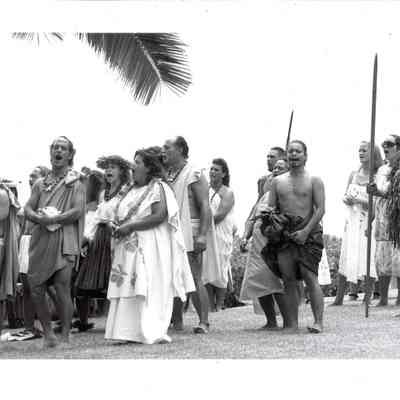 People Chanting during Return of Kaho'olawe Ceremony