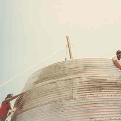 Men working on water catchment
