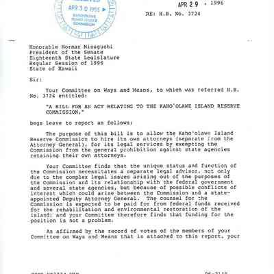 Standing Committee Report No. 2989 re: H.B. No. 3724