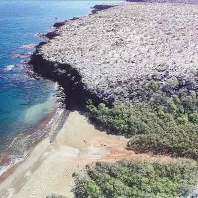 Aerial photo of an unidentified beach & riverbed