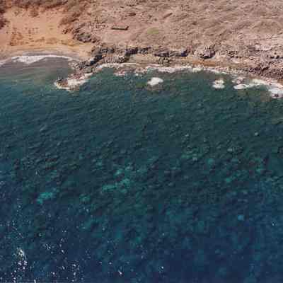 Aerial view of coral beds near Hakioawa Bay