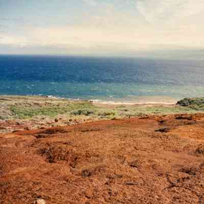 Hardpan terrain with beach