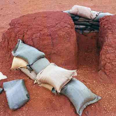 Hardpan with sacks