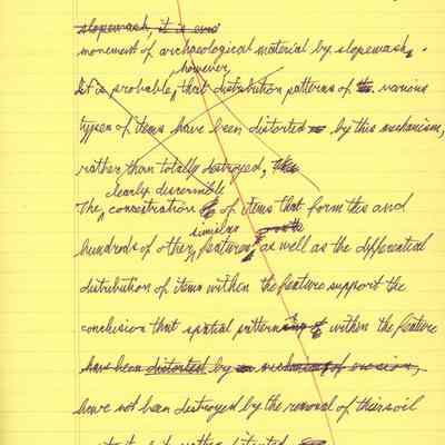 Handwritten notes and charts regarding Site 109