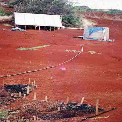 Revegetation with irrigation and water tank