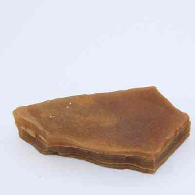 Two agate flakes: The image shows two brown agate flakes with layered textures, one large and one small, on a white background.