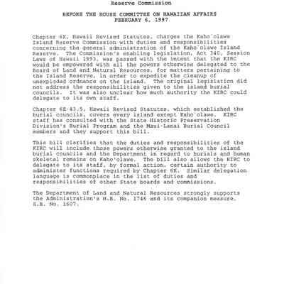 Testimony of the Chairperson of the Board of Land and Natural Resources