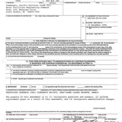 UXO Clearance Project Amendment 6 cover: Origsize: 8.5" x 11"; Origformat: Document; Resolution: 150 dpi