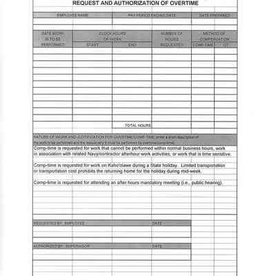 Request & Authoriz Overtime Form