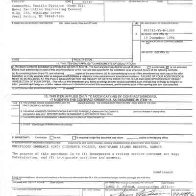 UXO Clearance Proj Amendment 7 cover: Origsize: 8.5" x 11"; Origformat: Document; Resolution: 150 dpi