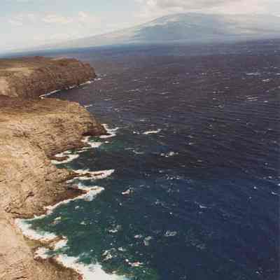Aerial of coastline and Maui