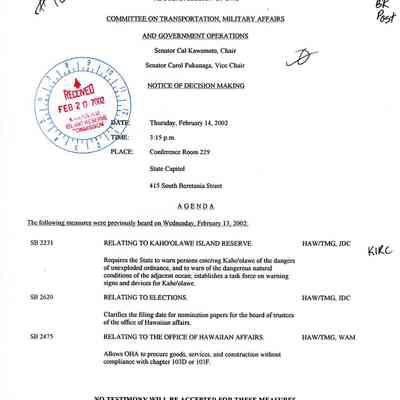 Notice of Decision Making