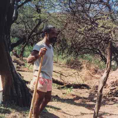 Man holding shovel