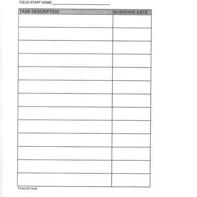 Staff Task List Form