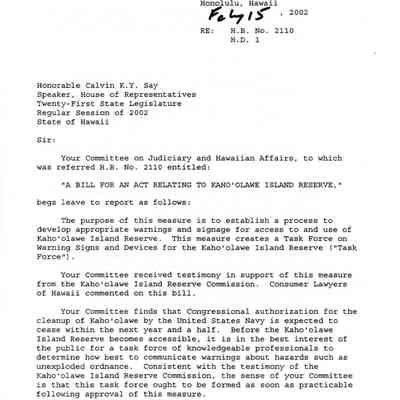 Standing Committee Report No. 315-02