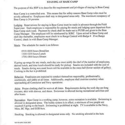 Draft of Stay at Base Camp document