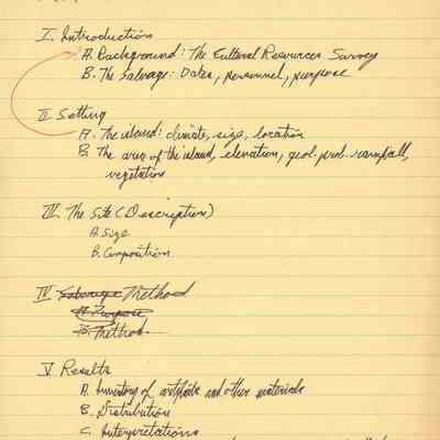 Outline for Site 109 report