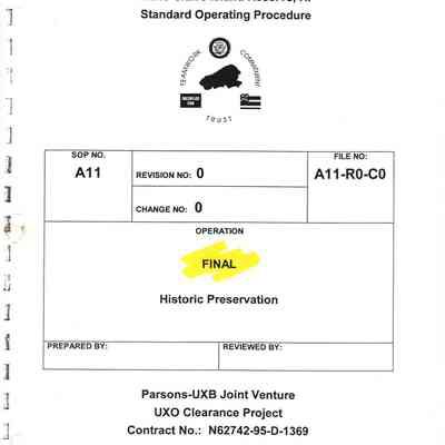 Final Historic Preservation Island Reserve, HI, Standard Operating Procedure