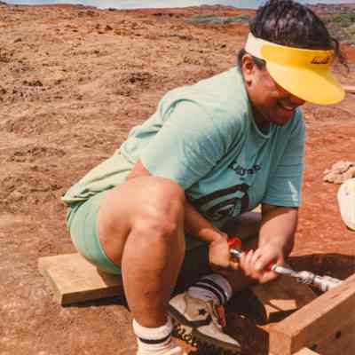 Person using hand-drill
