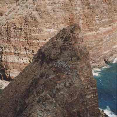 Closeup aerial view of Pu'ukoa'e