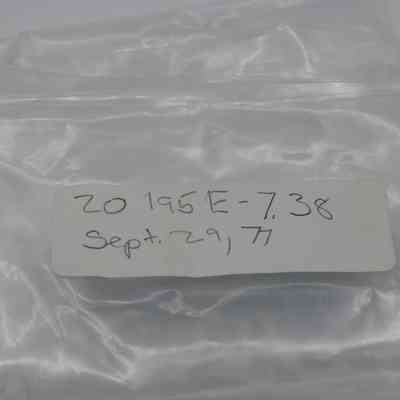 Artifact bag label for a partially intact 'ulu maika: The image shows a clear plastic artifact bag labeled "20 195 E - 7.38 Sept. 29, 77."
