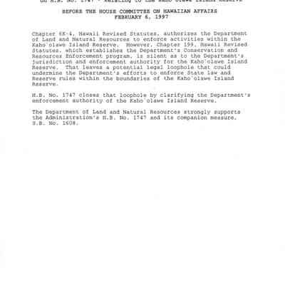Testimony of the Chairperson of the Board of Land and Natural Resources