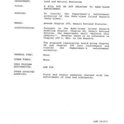 A Bill for an Act Relating to Kaho'olawe Enforcement