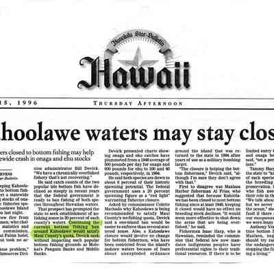 Copy of newspaper article from the Honolulu Star Bulletin