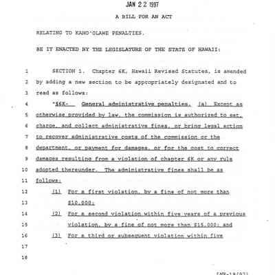S.B. 1609-Relating to Kaho'olawe Penalties