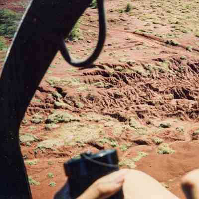 Aerial photo of hardpan and soil erosion