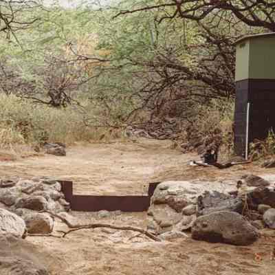 Stream gage near dry streambed