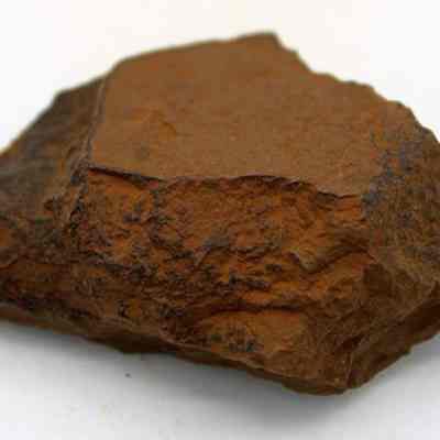 Side of adze (ko'i) flake: The image shows a rough, brown adze (ko'i) flake with distinct edges, likely used in ancient tool-making, placed against a white background.