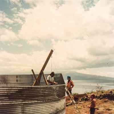 Men working on water catchment