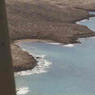 Aerial view of Ki'i through helicopter window