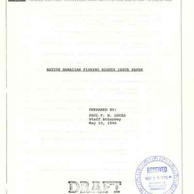Native Hawaiian Fishing Rights Issue Paper (Draft)